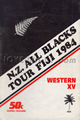 Fiji Western XV v New Zealand 1984 rugby  Programme